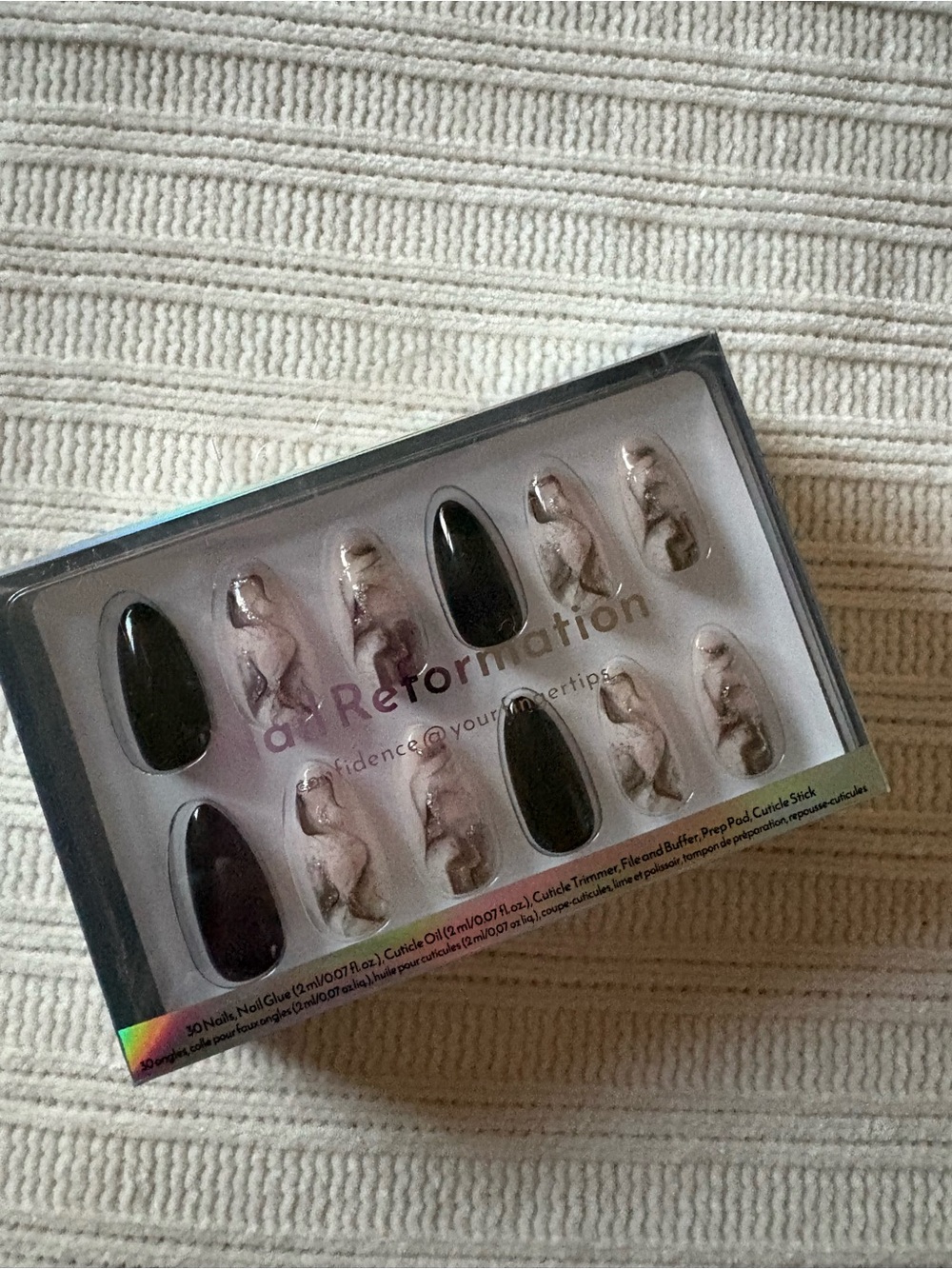 Nail Reformation Marble & Black Press-On Nails